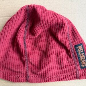 Melanzana Micro Grid Beanie in Warm Crimson NWOT